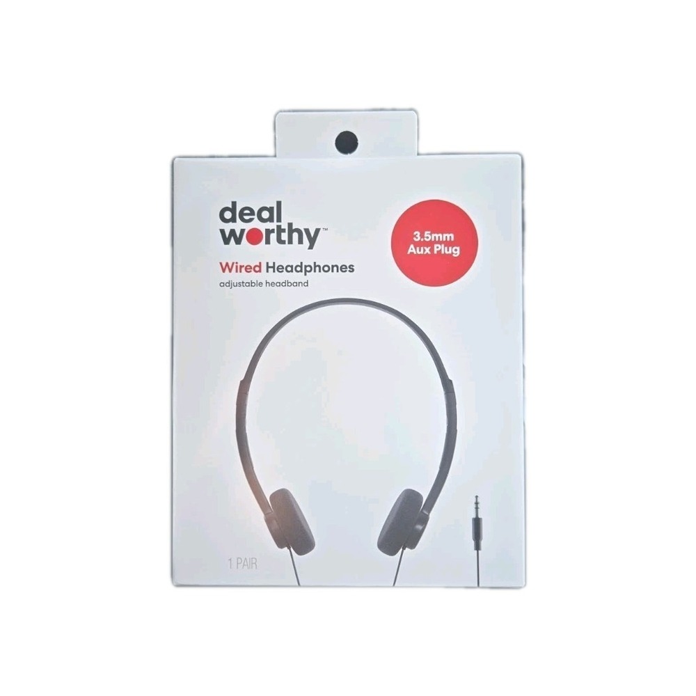 deal worthy Wired Headphones Black 3.5mm Jack Adjustable Headband On-Ear Double